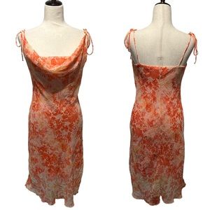 VTG 90s/Y2K Cowl Neck Flouncy Mini/Midi Dress Spaghetti Tie Straps Flirty